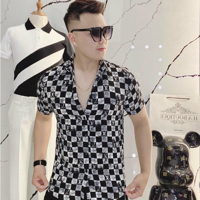 Sơ Mi Nam Ngắn Tay Nam Vải Lụa Dáng Ôm