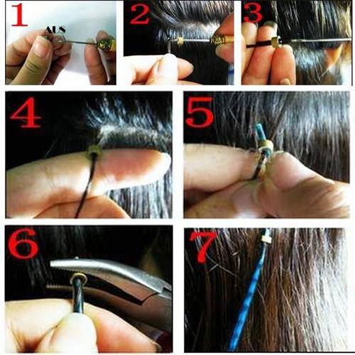 ♔Bộ Dụng Cụ Kìm Kéo Dài Tóc + Móc + 100 Hạt Nối Bằng Silicone