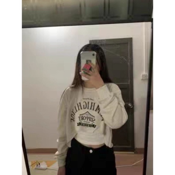 Áo thun dài tay croptop form rộng sexy đáng yêu