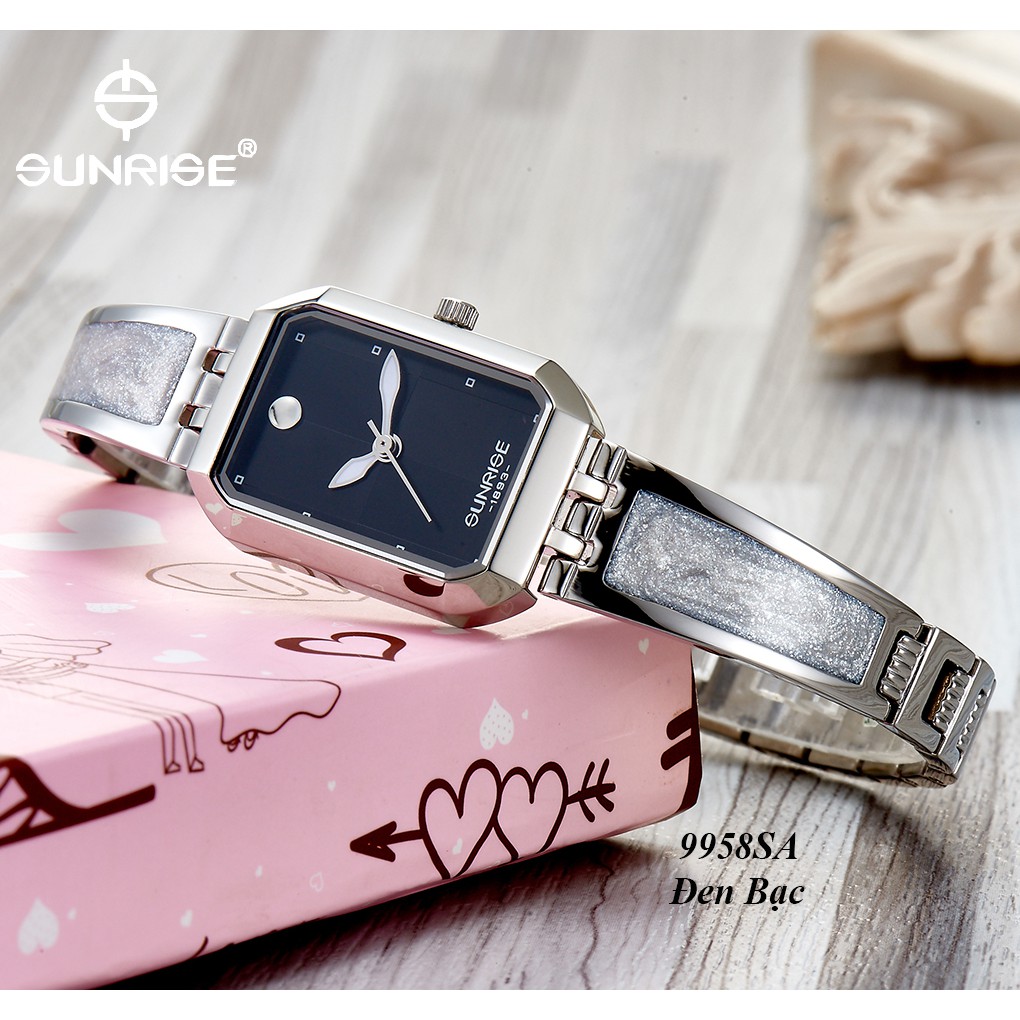{Fullbox chính hãng} Đồng hồ nữ siêu mỏng Sunrise 9958SA kính Sapphire chống xước chống nước tốt