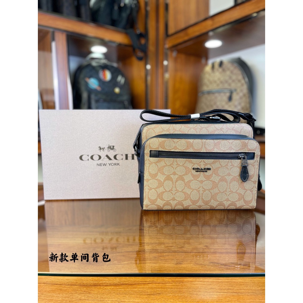 Túi đeo chéo nam da thật thời trang cao cấp Coach phong cách trẻ trung, thời thượng