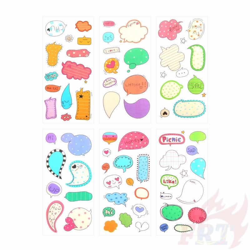 &gt; Ready Stock &lt; ❉ Dialog Giấy và decal dán tường ❉6Sheet/Set DIY Diary Scrapbooking Decals Stickers