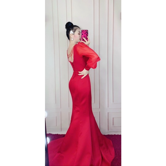 ĐẦM CƯỚI BODY ĐUÔI CÁ LƯNG KẾT CHUỖI NGỌC FULL SIZE S M L XL .ẢNH VÀ VIDEO CHỦ SHOP TƯ QUAY 10000%