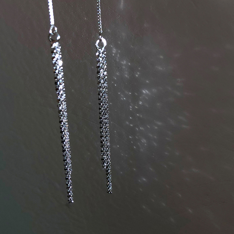 Gmai Hoa Tai Dáng Dài Mạ Bạc Thời Trang Cho Nữ