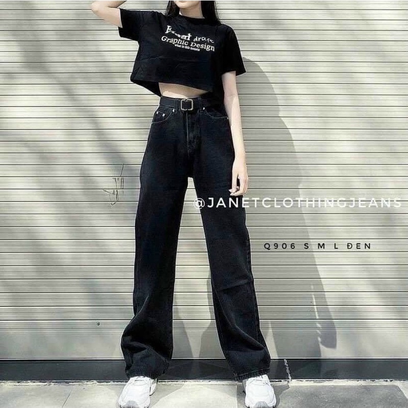 QUẦN JEANS ỐNG RỘNG LƯNG CAO