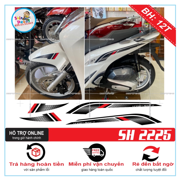 TEM XE SH 2020 ĐỎ ĐEN DÁN XE TRẮNG 1 -- SHIN DECAL 2
