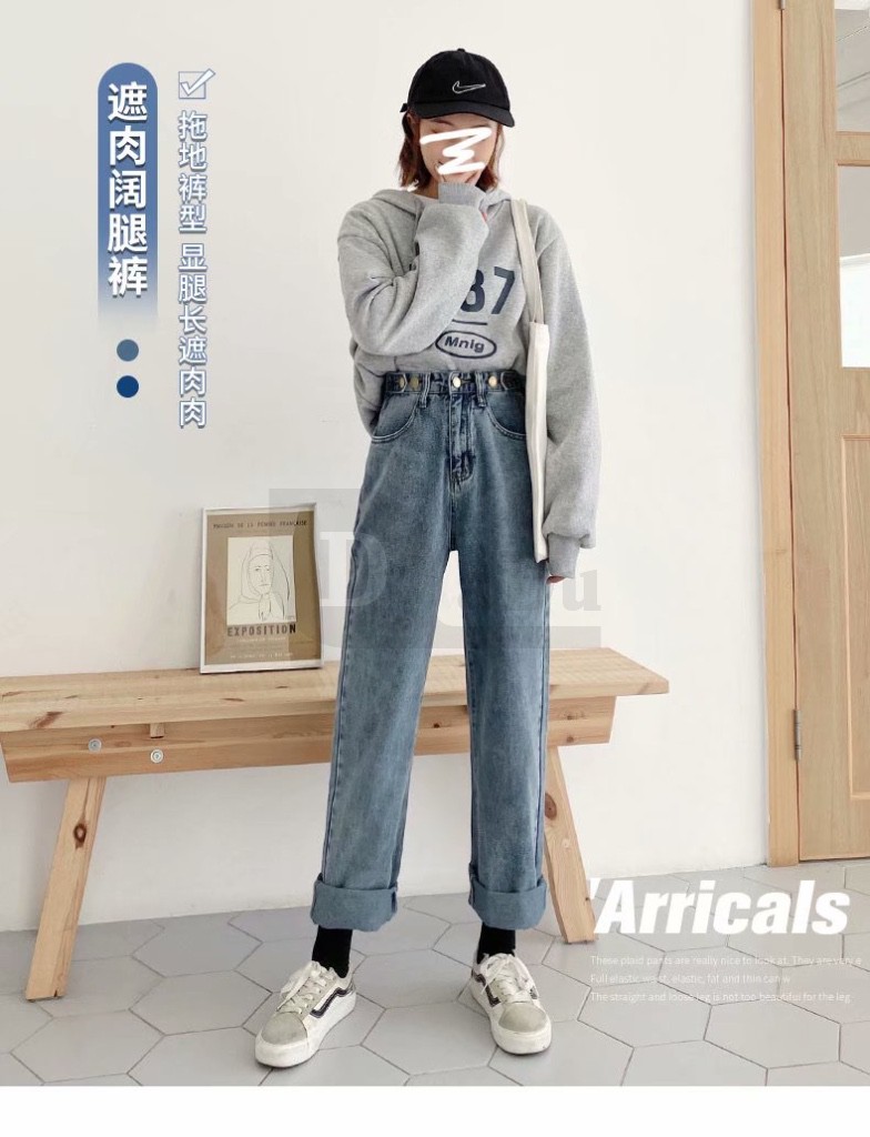 Quần jean dài lưng cao thời trang Hàn Quốc dành cho nữ