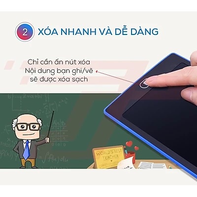 Bảng viết tự xóa , Bảng vẽ thông minh LCD Tự Xóa chỉ cần nhấn nút là tự động xóa, tiện lợi size 8.5 inch