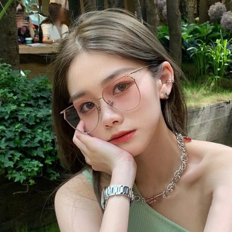 Kính Mát Gọng Kim Loại Màu Kẹo Chống Tia UV Thời Trang