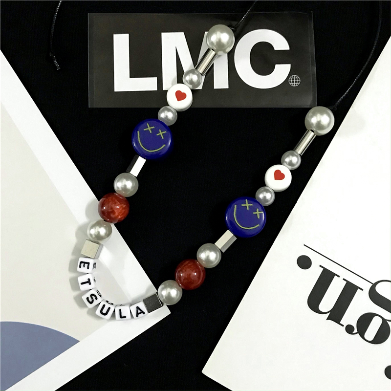 vòng cổ Hình Mặt Cười Đính Ngọc Trai Phong Cách Hip Hop