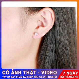 Nụ bạc vuông nam nữ, khuyên tai bạc cá tính phong cách Hàn Quốc Tuấn Thoan Jewelry