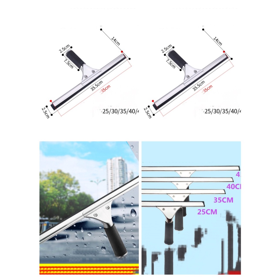 Tay gạt kính,cào nước inox 304 cao cấp cán bọc silicon lưỡi cao su siêu bền,lắp đươc dụng cụ có sẵn để thao tác trên cao