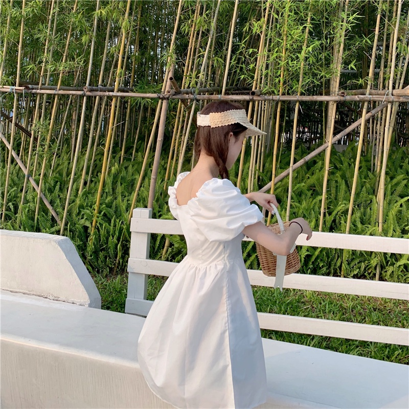 Váy midi màu trơn kiểu dáng thời trang mùa hè phong cách Hàn Quốc