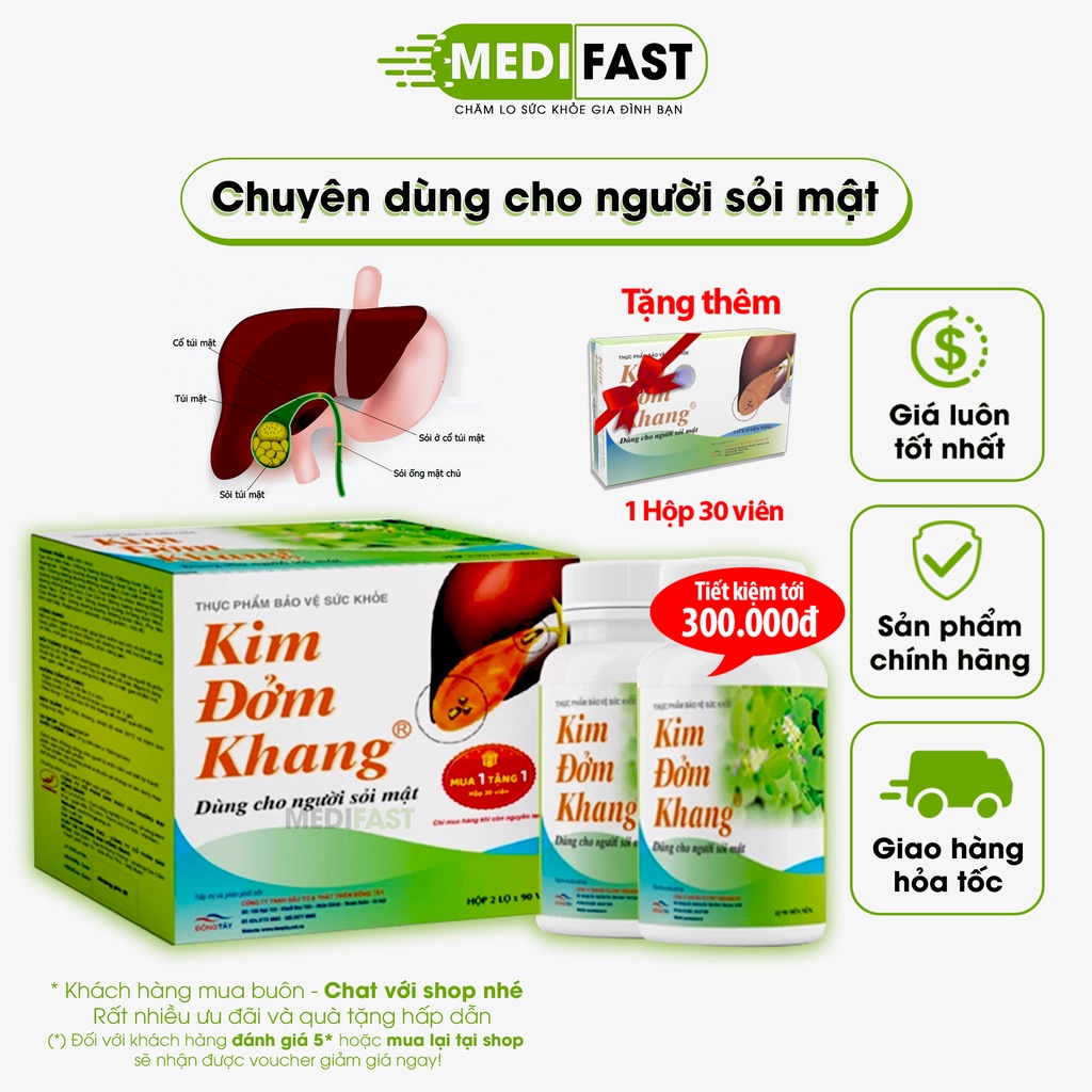 Kim Đởm Khang - Hỗ trợ giảm sỏi mật, tán sỏi, mát gan an toàn hiệu quả từ thảo dược - Hộp 180 Viên tặng kèm hộp 30 viên