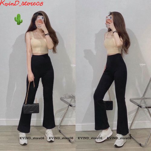 Quần ống loe cạp cao legging dáng dài, Quần legging nữ ôm ống loe dáng dài- kvin_store08