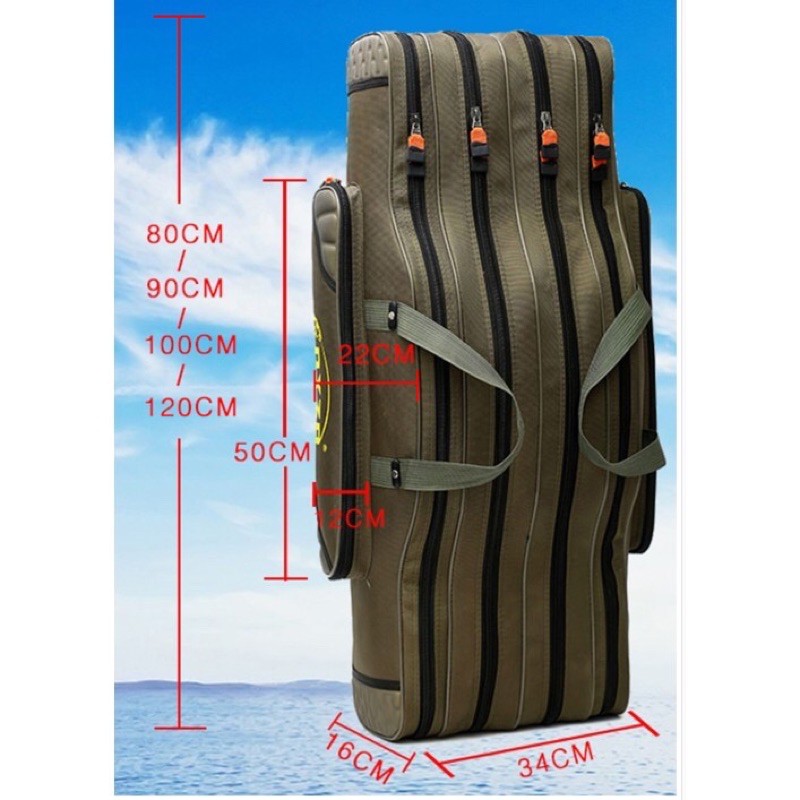 Túi đựng cần câu 3 ngăn dài 1m5 chống thấm nước siêu bền