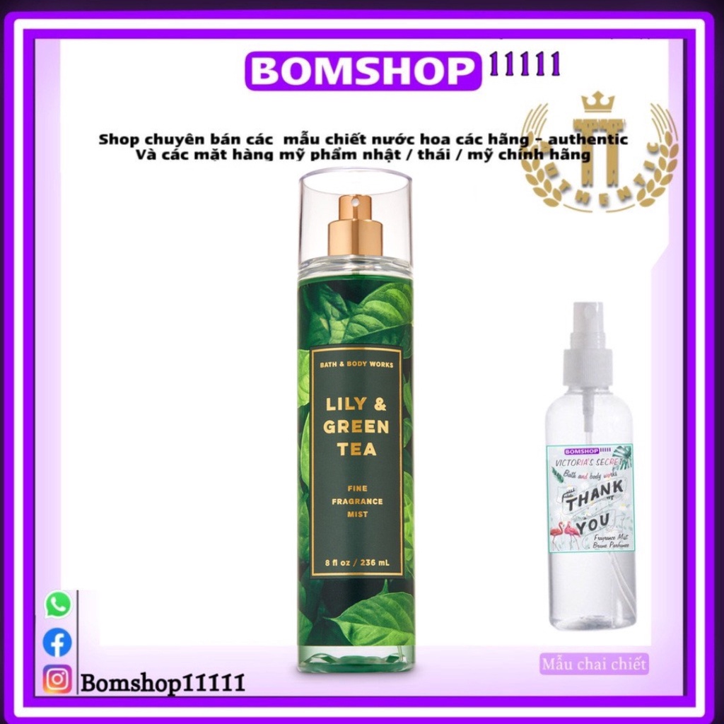 Xịt Thơm Toàn Thân Lưu Hương Mịn Da Bath & Body Works - Lily & Green Tea