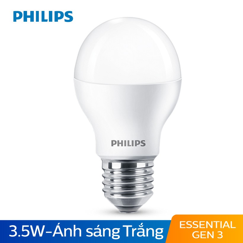 Bóng đèn Philips LED Essential 3.5W  A60 - Ánh sáng trắng / Ánh sáng vàng