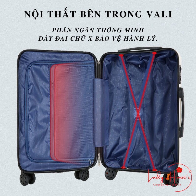 Vali Du Lịch Tay Kéo In Hình Mèo Dễ Thương Chất Liệu Nhựa Nhám PC+ABS Bền Hàng Sẵn Kho Đủ Size 20/24/26 inch