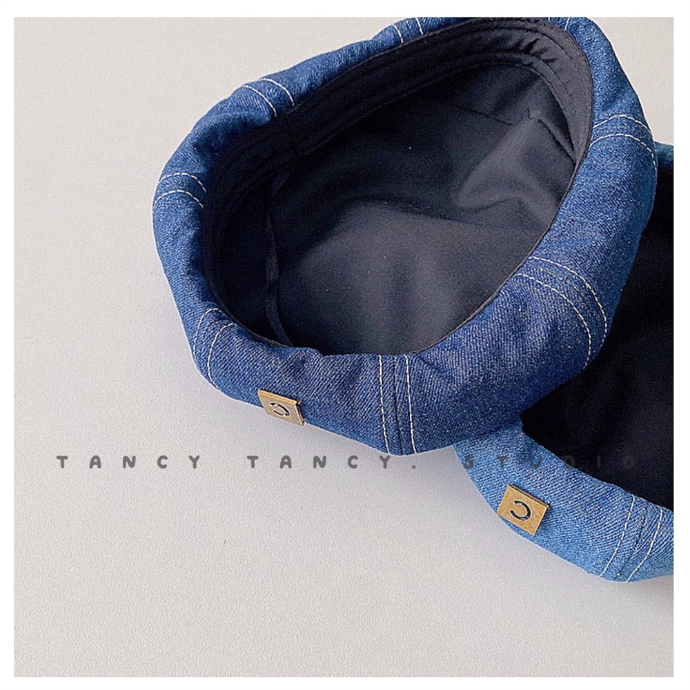 Mũ Beret Denim Thời Trang Cho Trẻ Em 3-8 Tuổi