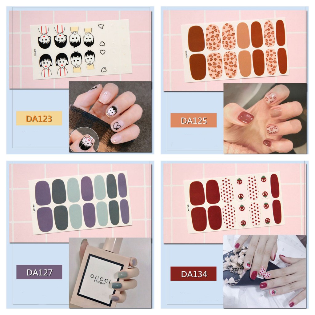 Sticker Dán Móng Tay set 14 miếng siêu xinh tiện lợi không thấm nước Nail Decals - Phần 2