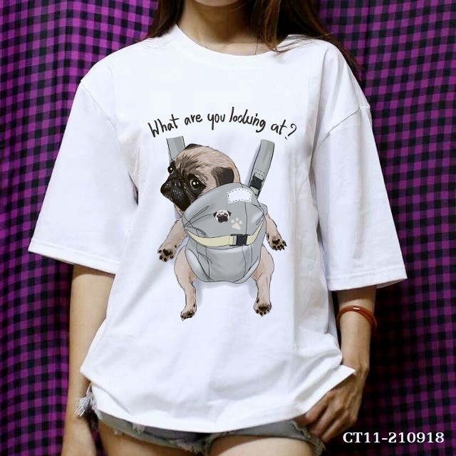 Aó Thun Chó Mặt Xệ Pug Dog Trong Địu 3D - Big Size