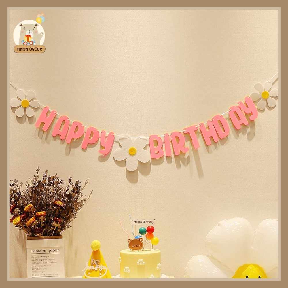 Dây Happy birthday trang trí sinh nhật phong cách Hàn Quốc