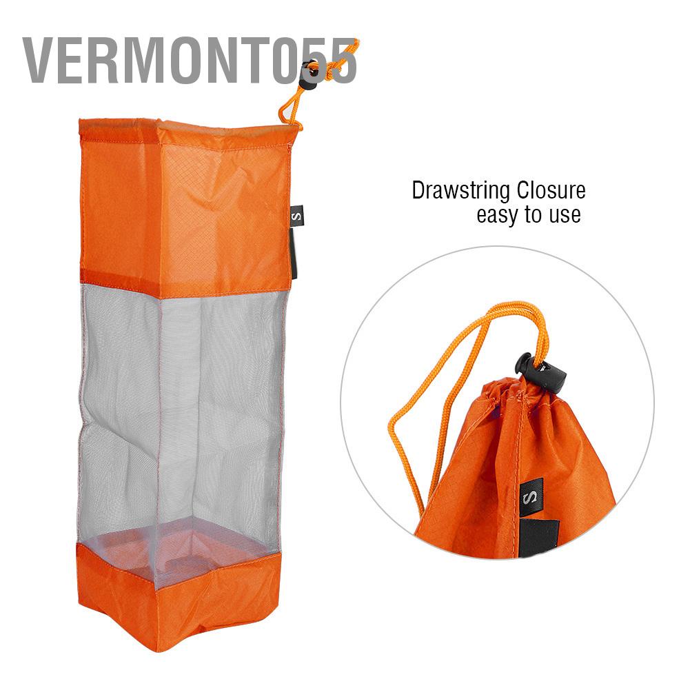 Vermont055 Portable Storage Foldable Washing Clothes Laundry Basket Bag Mesh Net Drawstring