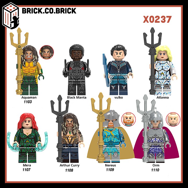 X0237- Đồ chơi lắp ráp minifigures và lego super heroes nhân vật siêu anh hùng trong phim Aquaman