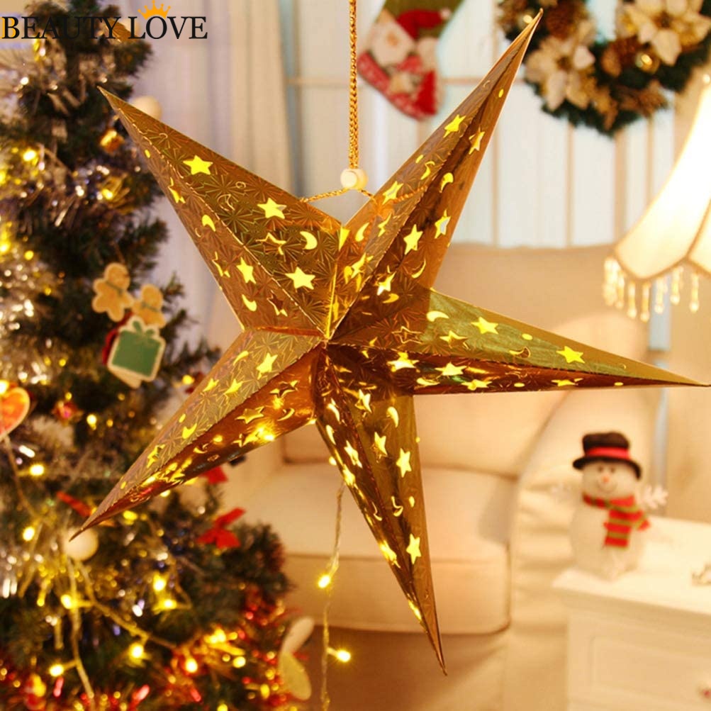[Hàng Mới Về] Phụ Kiện Trang Trí Giáng Sinh Hình Ngôi Sao Năm Cánh Bằng Giấy