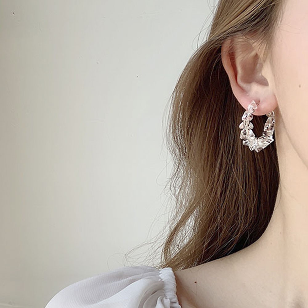 Bông tai tròn đính đá pha lê kiểu dáng đơn giản thời trang cho nữ