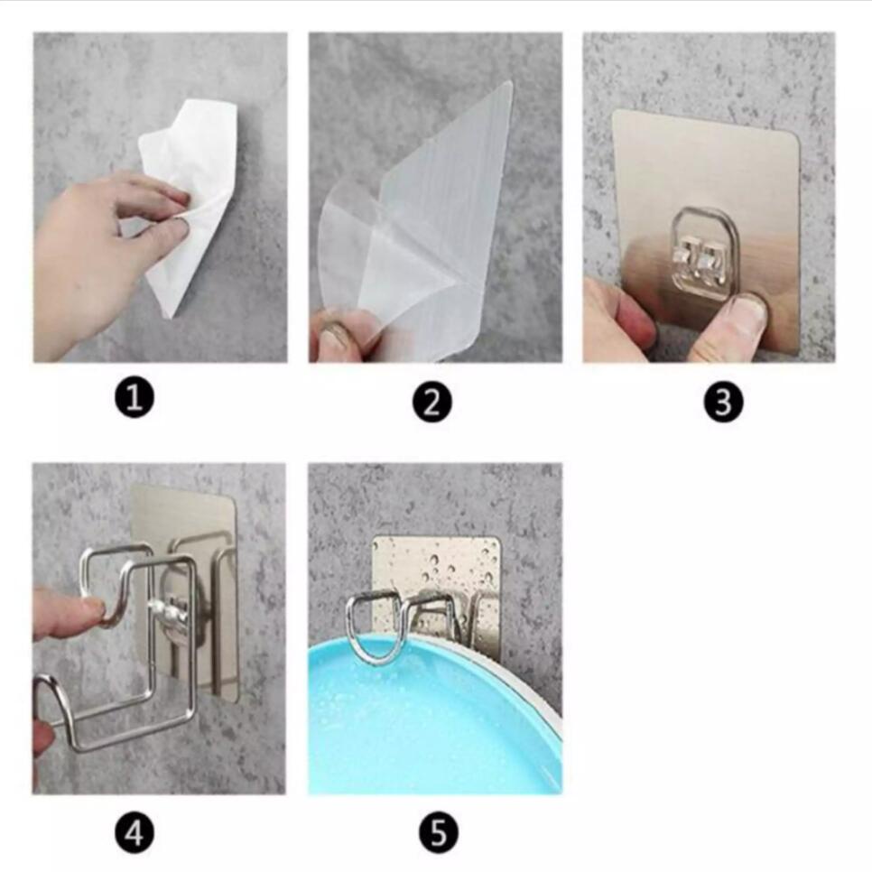 Móc Dán Tường Inox Treo Thau Chậu Nhà Tắm Treo Đồ Dùng Nhà Bếp