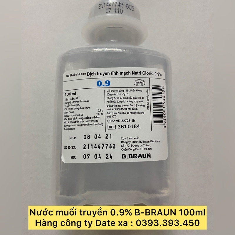Nước muối truyền tĩnh mạch 0,9% B-BRAUN 100ml