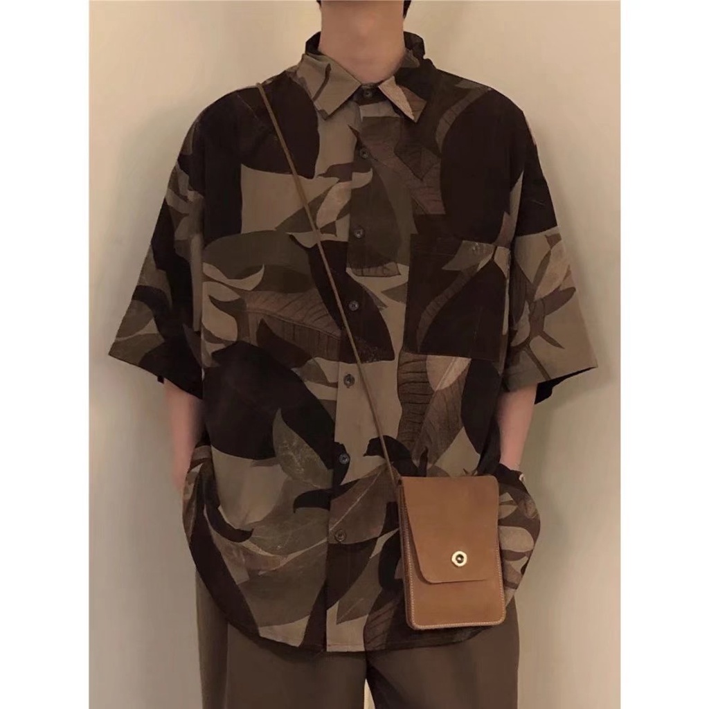 Áo Sơ Mi Ngắn Tay Phong Cách Harajuku Mới Mẻ Đơn Giản Trẻ Trung Dành Cho Nam