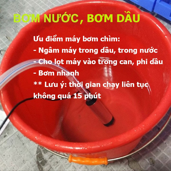 Máy bơm chìm bơm dầu, nước mini 12V - 24V