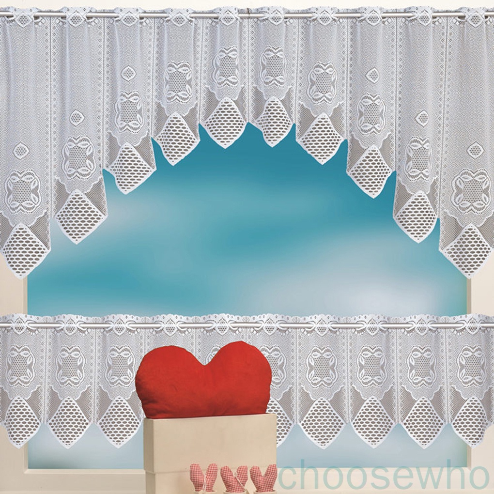 Set 2 Rèm cửa sổ phối ren trong suốt phong cách cổ điển độc đáo trang trí nhà cửa/ quán cà phê