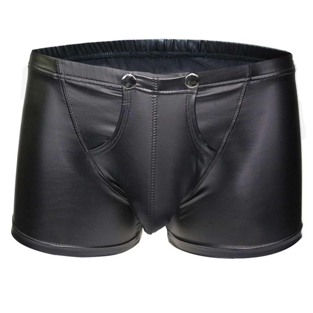 &lt; Bergenmm &gt; Quần Lót Boxer Giả Da Quyến Rũ Cho Nam