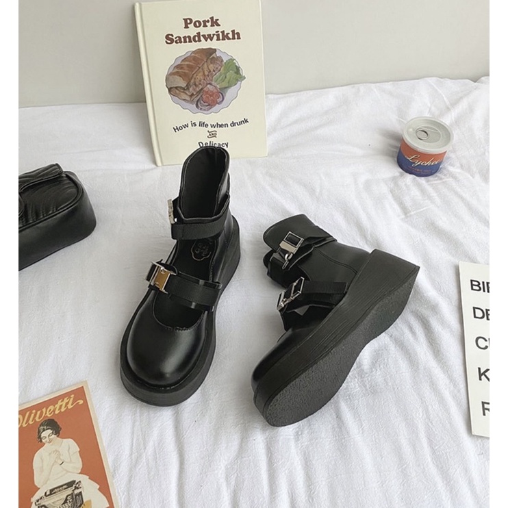 Giày boot chiến binh cao cổ, giày mary jane phong cách lolita cá tính độc lạ thời trang dành cho nữ
