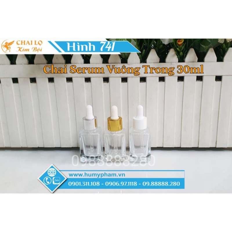 CHAI LỌ CHIẾT MỸ PHẨM - Chai Serum Vuông Trong 30ml