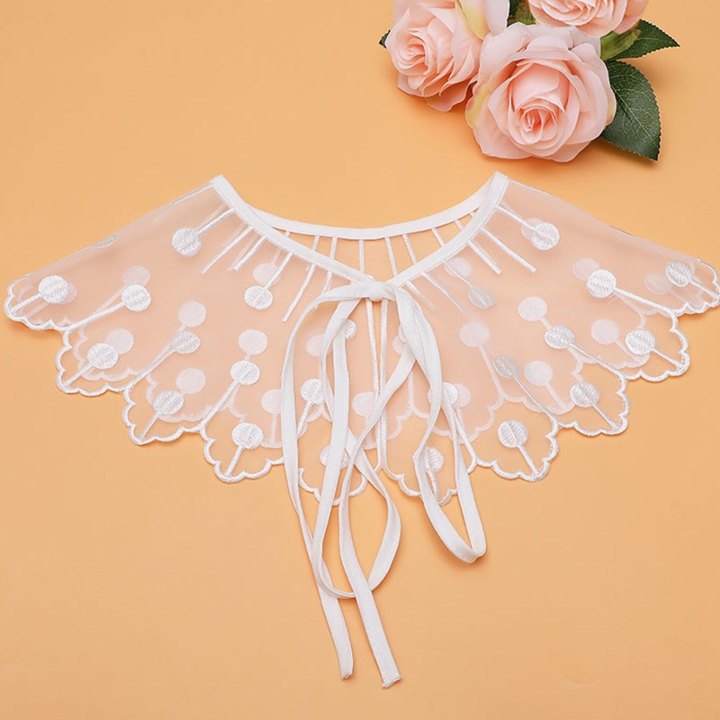 Cổ Áo Giả Thêu Họa Tiết Chấm Bi Xinh Xắn Thời Trang