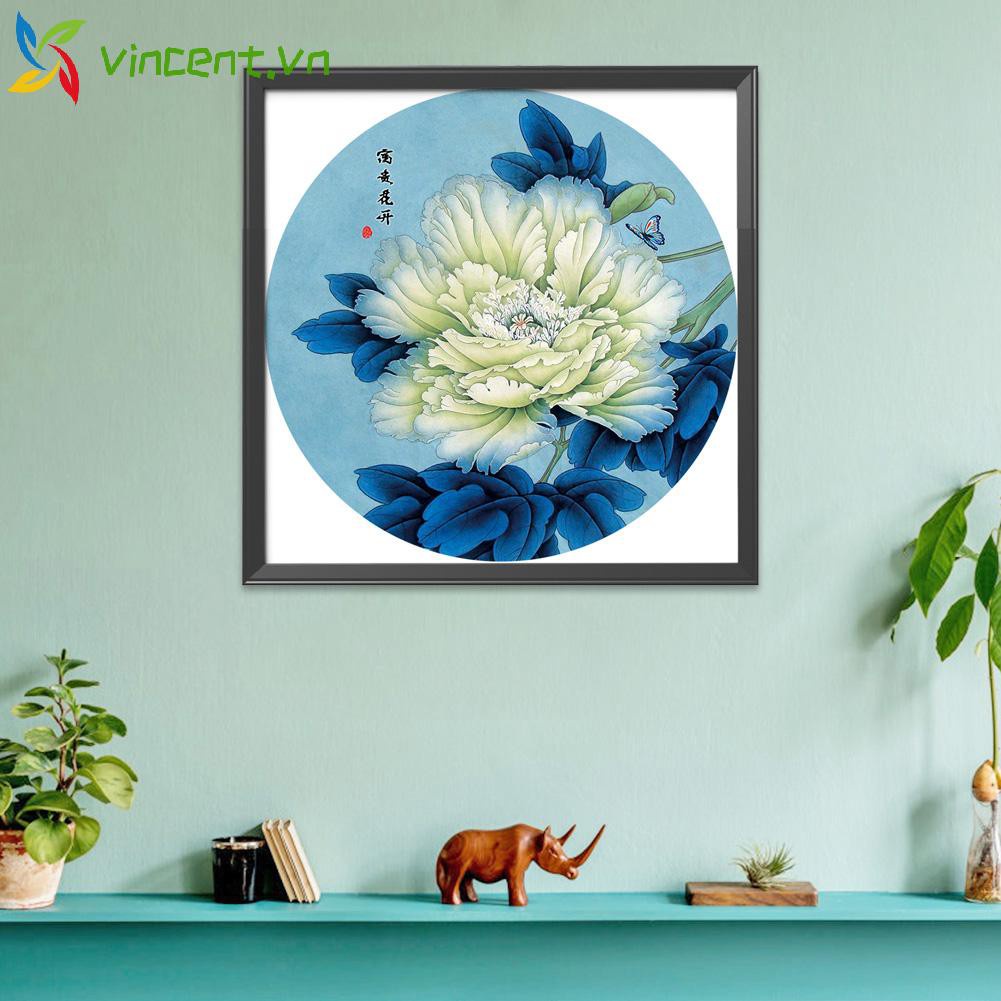 Tranh Thêu Chữ Thập Hình Hoa Mẫu Đơn 11ct Kích Thước 50x50cm