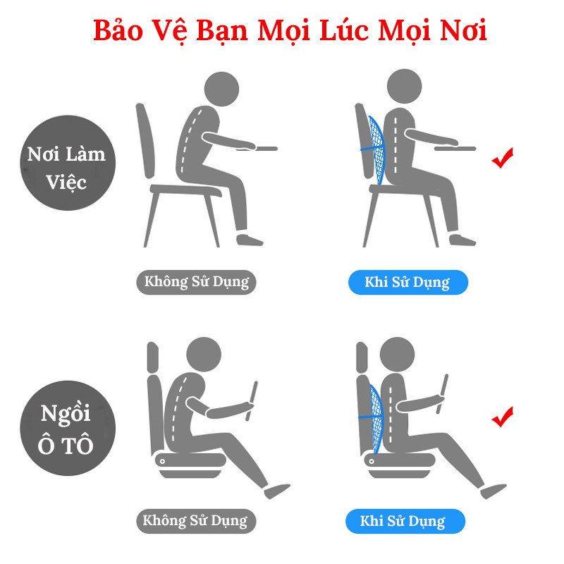 Tấm Lưới Tựa Lưng Ghế Văn Phòng, Ghế Ô Tô - Tấm Lưới Đệm Massage Chống Nóng Đàn Hồi Thoáng  Khí Bảo Vệ Cột Sống