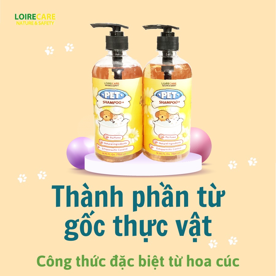 Sữa Tắm Ngừa Ve Rận, Bọ Chét... Cho Chó Mèo PET SHAMPOO+ LOIRECARE Dung Tích 500ml BomPet
