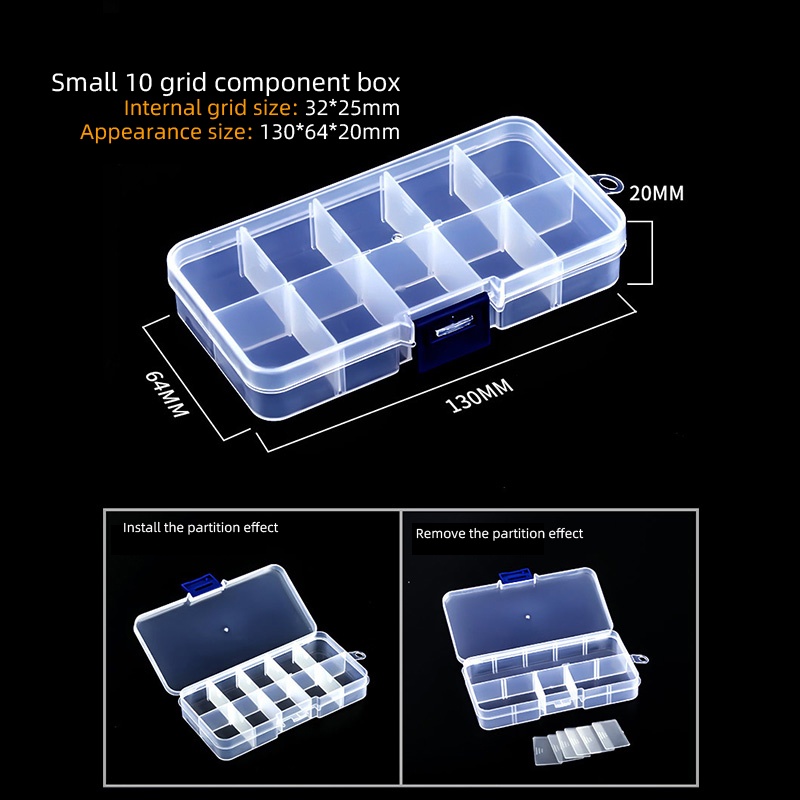 Hộp Nhựa Trong Suốt 10 Ngăn Đựng Trang Sức Tiện Dụng
