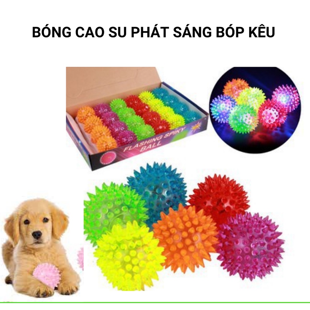 Bóng đồ chơi phát sáng cho bé 6cm có âm thanh đồ chơi chó mèo