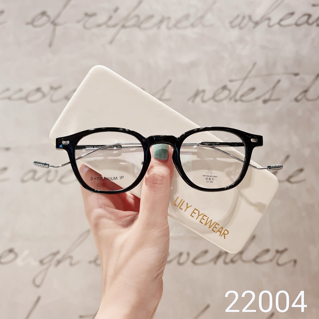 Gọng Kính Cận Nam Nữ Lilyeyewear Mắt Tròn Càng Titanium Thiết Kế Thời Trang 22004