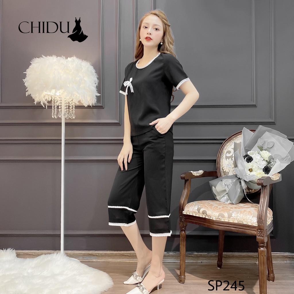 [ Mã WASTRUN4 giảm 10% tối đa 30K đơn 99K] CHIDU Set đũi hè đính nơ ngắn tay SP245 | BigBuy360 - bigbuy360.vn
