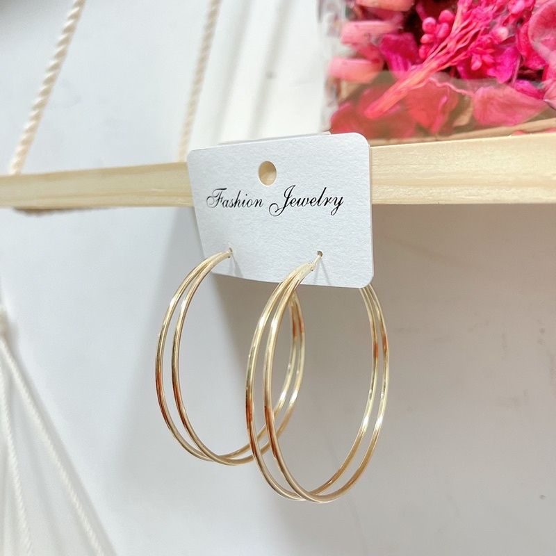 khoen tròn 2 cạnh retro, khuyên tai tròn phong cách hàn quốc cá tính