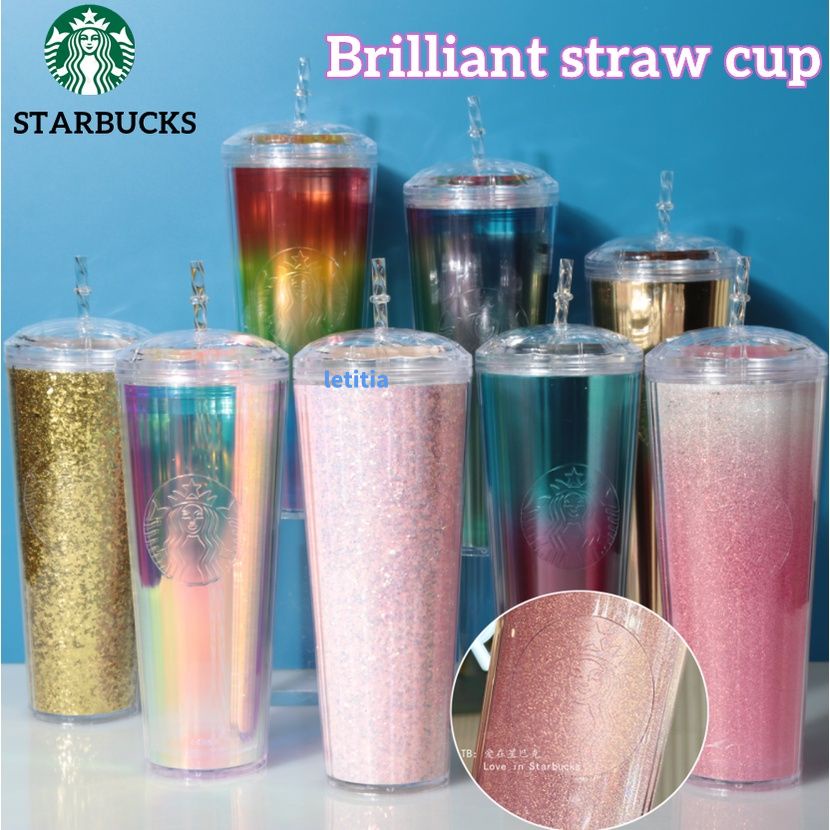Còn Hàng⚡Bình Giữ Nhiệt Cao Cấp Starbucks Rực Rỡ Cốc Nước Kim Cương Ống Hút 710Ml/24Oz