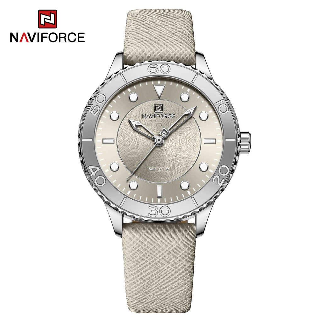 Đồng Hồ Nữ NAVIFORCE Dây Da Vàng Thời Trang 5020